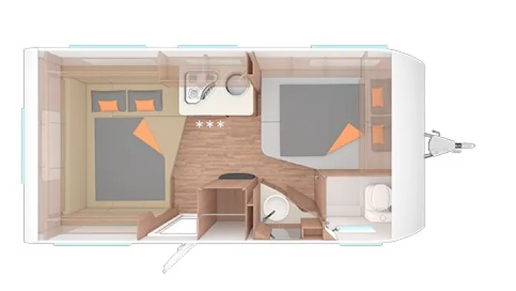 Grundriss Nacht Weinsberg CaraOne 450 FU Modell 2026