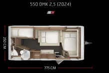 Grundriss Nacht Tabbert Senara 550 DMK 2,5 *** Abverkauf bis Ende Mai