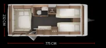 Grundriss Nacht Tabbert Senara 550 E 2,3 *** Abverkauf bis Ende Mai