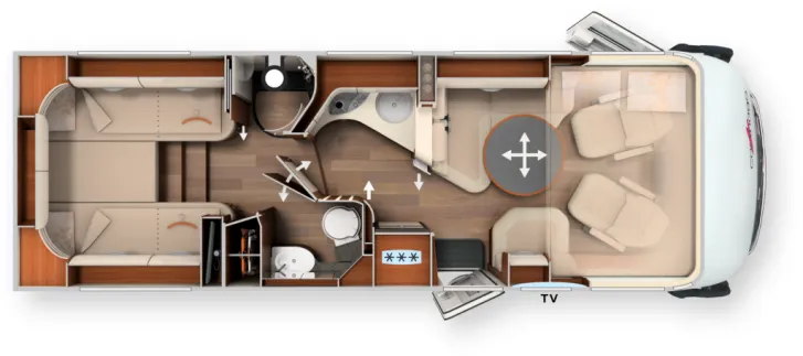 Grundriss Tag Carthago chic s-plus I 50 LE Modell 2026 / Hubstützenanlage