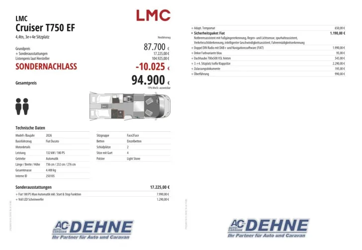 Fahrzeugbild LMC Cruiser T750 EF 180 PS, 4,4tn, 3e+4e Sitzplatz #3