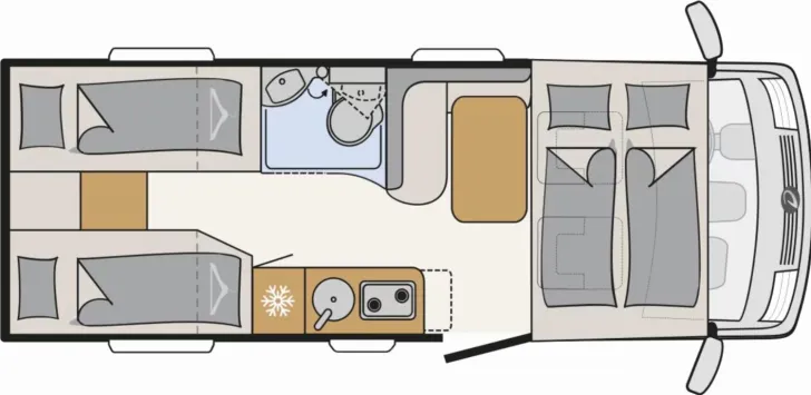 Grundriss Tag Dethleffs Globebus I 4 // Listenpreis: 108.399 