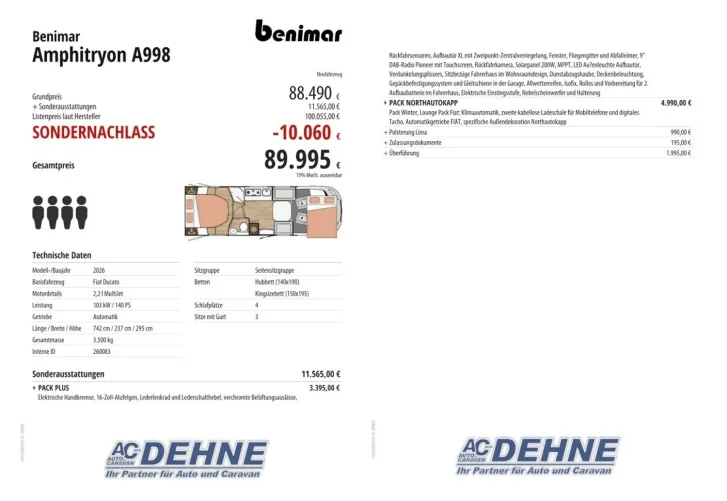 Fahrzeugbild Benimar Amphitryon A998 Sondernachlass EUR 10.060,00 #3