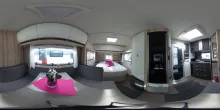 360° Innenansicht De Luxe 460 SFf 2026er, TV-Halter, Hobby-Connect