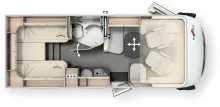 Grundriss Tag Malibu I 430 LE Gastank+Vorzelt+Dachklima+SAT-TV
