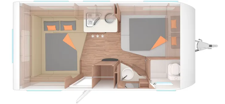 Grundriss Nacht Weinsberg CaraOne 450 FU Smart & Advanced-Paket