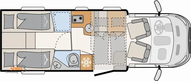 Grundriss Tag Dethleffs Just Go Active T 7055 EB MODELL 2026 !!!
