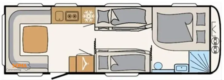 Grundriss Tag Dethleffs Camper 730 FKR Family snow 2 Etagenb. f.4 Kinder