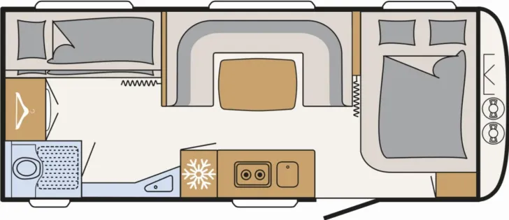 Grundriss Tag Dethleffs Camper 540 QMK *2000 kg*Tür mit Fenster*ATC*
