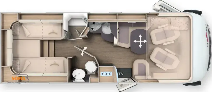 Grundriss Tag Carthago C1-tourer I 145 RB LE Fiat