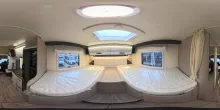 360° Innenansicht Forster Alkoven A 699 EB, MJ26, KLIMA, SAT, TV, ,SOLAR