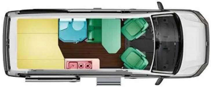 Grundriss Tag VW Grand California 600 Außenfa. Candyweiß/Mojavebeige