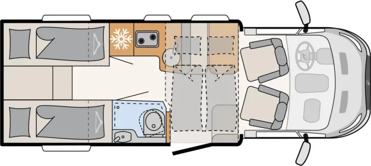 Grundriss Tag Dethleffs Just Go T 6815 EB Hubbett|Markise|Fahrradträger