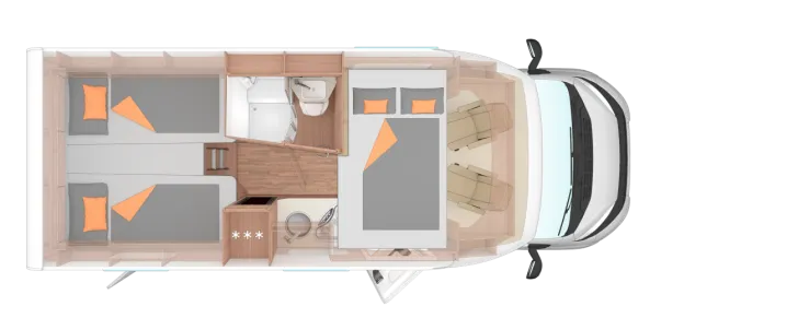Grundriss Nacht Weinsberg CaraSuite 650 MEG EDITION [SPICY] Klimaanlage | Lithium-Batterie