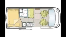 Grundriss Nacht Hymer Camper Van Ayers Rock AHK, Aufstelldach, L