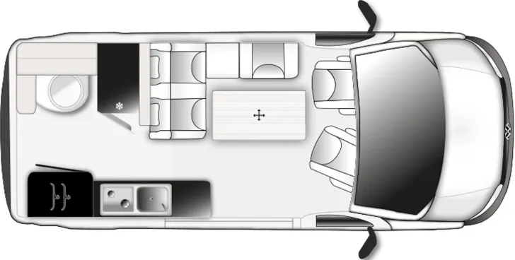 Grundriss Tag Westfalia Kepler One 204PS 17ZollRäder|Festtoil.|Solar|LED