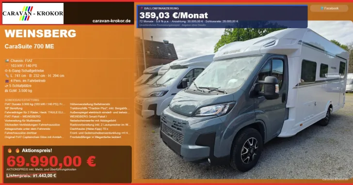 Fahrzeugbild Weinsberg CaraSuite 700 ME MEG - Edition like SPICY #1
