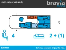 Grundriss Nacht Bravia Mobil Swan 636 Gasfrei | Automatik | LiFePo4