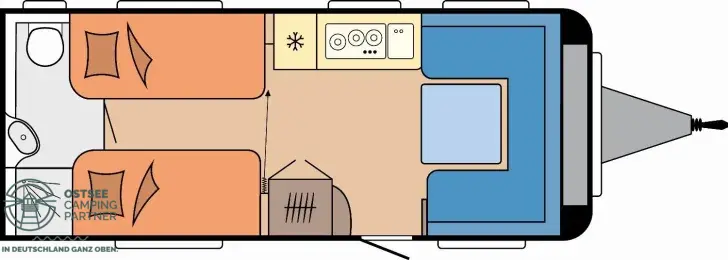 Grundriss Tag Hobby Prestige 560 WLU KOMFORTABLE EINZELBETTEN