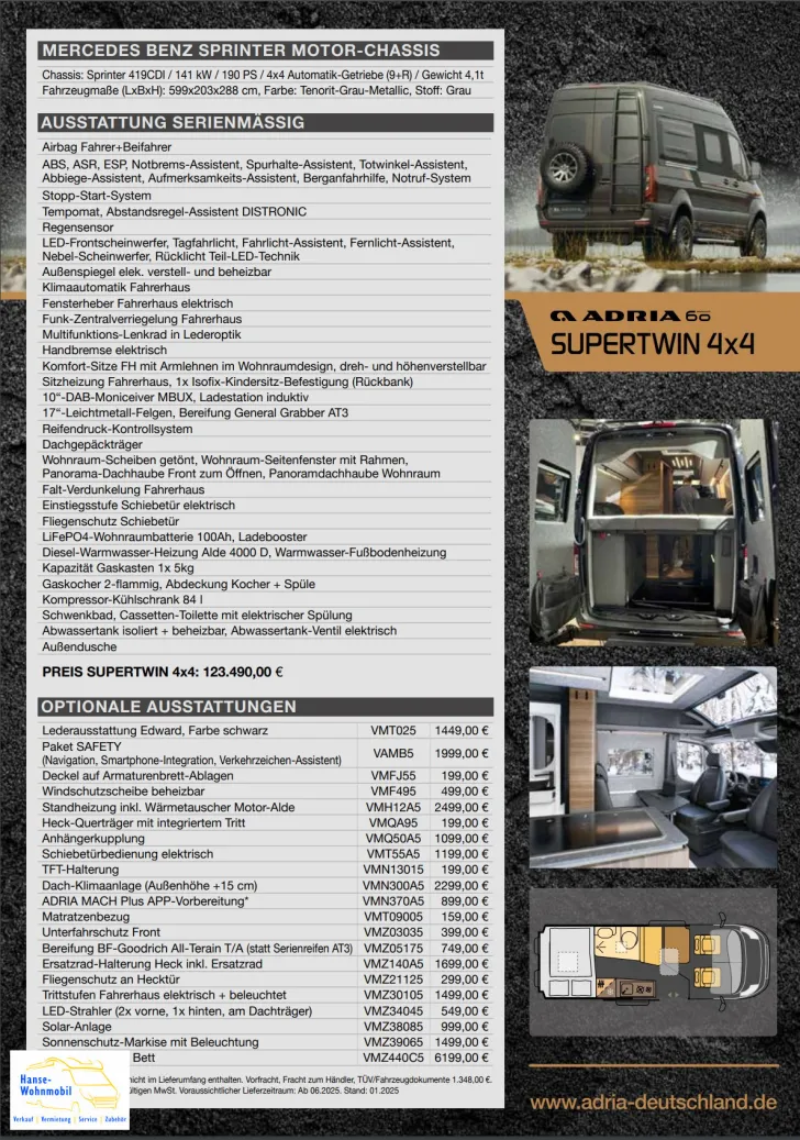 Fahrzeugbild Adria SUPERTWIN 4x4 600 SPB Sprinter #16