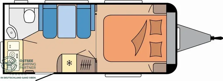 Grundriss Tag Hobby De Luxe 460 SFf Kompakter Queensbettwagen
