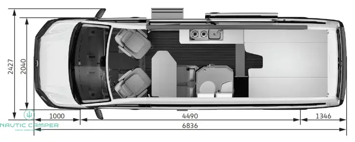Grundriss Tag VW Grand California 680 SOLAR 3,5t !!