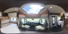 360° Innenansicht Forster T 659 EB, Dachklima, SAT, TV, Markise, Radträger