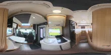 360° Innenansicht Forster T 659 EB, Dachklima, SAT, TV, Markise, Radträger