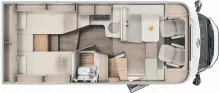 Grundriss Tag Carado T 338 pro+ Digital Pak. Hubbett Einzelbetten