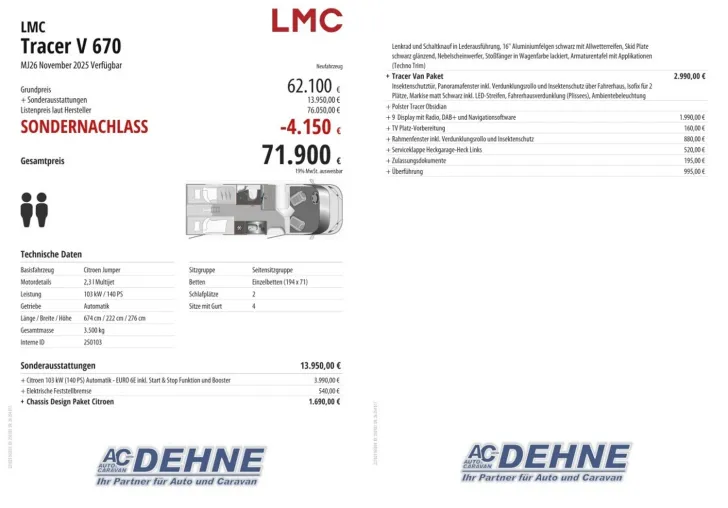 Fahrzeugbild LMC Tracer V 670 Okt. 26 Verfügbar. SAT, AHK #4