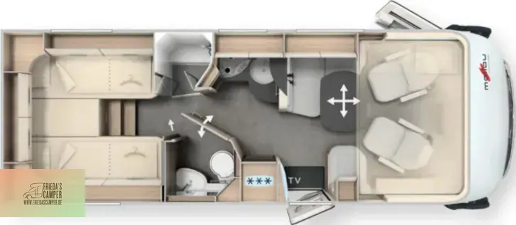 Grundriss Tag Malibu I 450 RB LE comfort MJ26 Abverkauf!