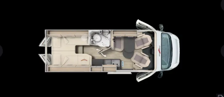 Grundriss Tag Malibu Van First Class - Two Rooms 640 LE RB GT Lithium, Solar