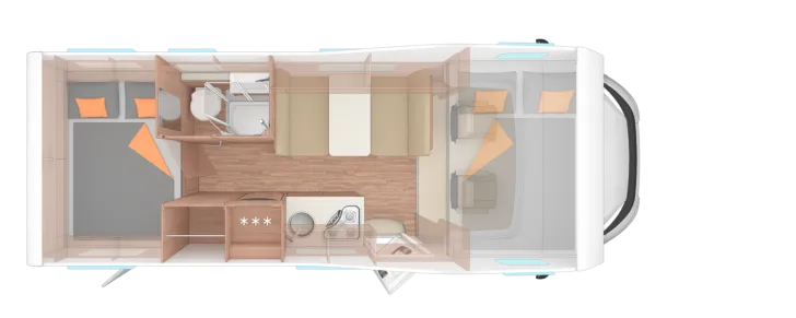 Grundriss Tag Weinsberg CaraHome 650 DG Licht / Sicht Paket