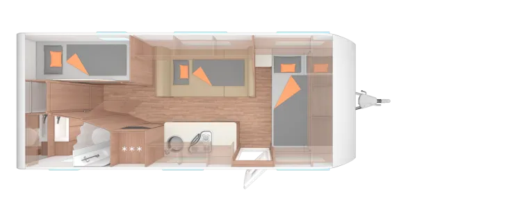 Grundriss Nacht Weinsberg CaraOne 550 QDK 1,7t Insektentür Ambientebel.