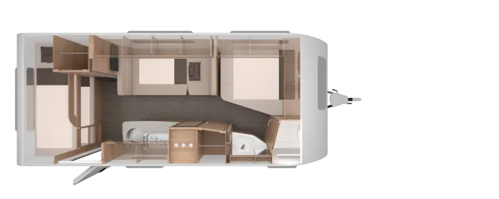 Grundriss Nacht Knaus Südwind 540 FDK Black Selection Mobilanlage 12V, Garagentüre