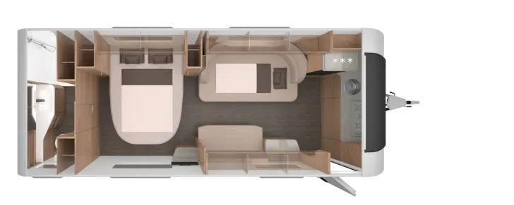 Grundriss Nacht Knaus Südwind 650 PXB Black Selection Klimaanlage Dach