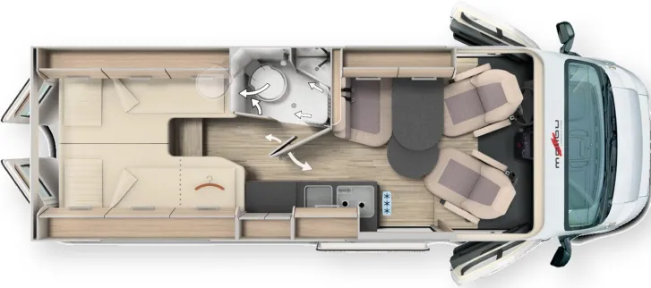 Grundriss Tag Malibu Van first class - two rooms 640 LE RB 180PS Aut.