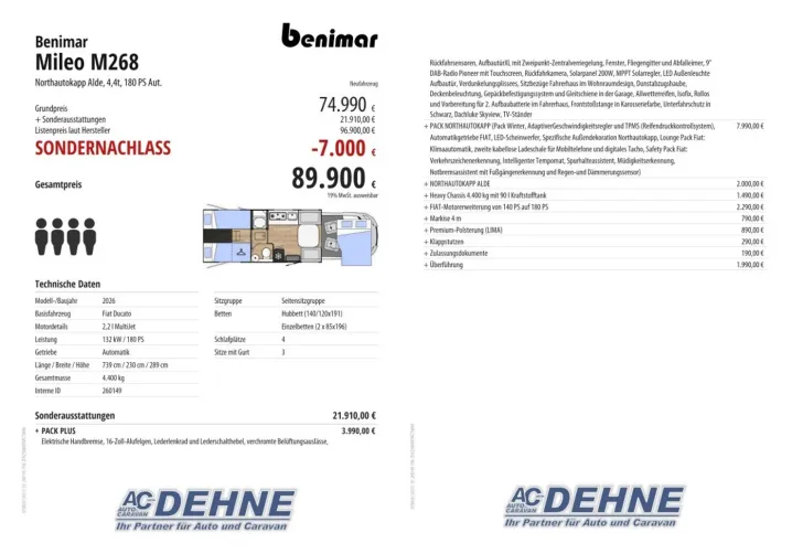 Fahrzeugbild Benimar Mileo M268 Northautokapp Alde, 4,4t, 180 PS Aut. #3