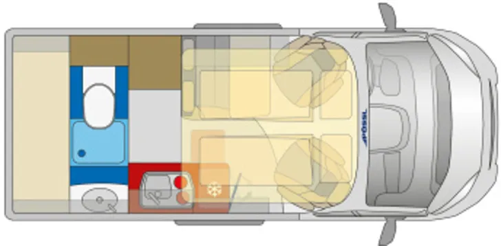 Grundriss Tag Pössl Vario 545 Fiat 140 PS 3,5T mit 4 Personen