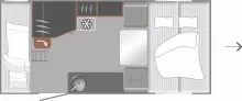 Grundriss Tag LMC e-dero 470 K 1100kg/Etagenbetten/GFK/Antischlingerkupplung