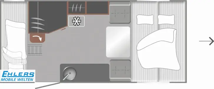 Grundriss Tag LMC e-dero 470 K 1100kg/Etagenbetten/GFK/Antischlingerkupplung