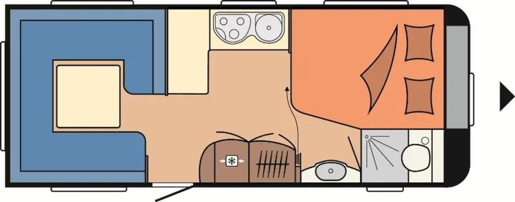 Grundriss Tag Hobby Excellent 560 CFe *Rangierhilfe, Klima, TV, SAT