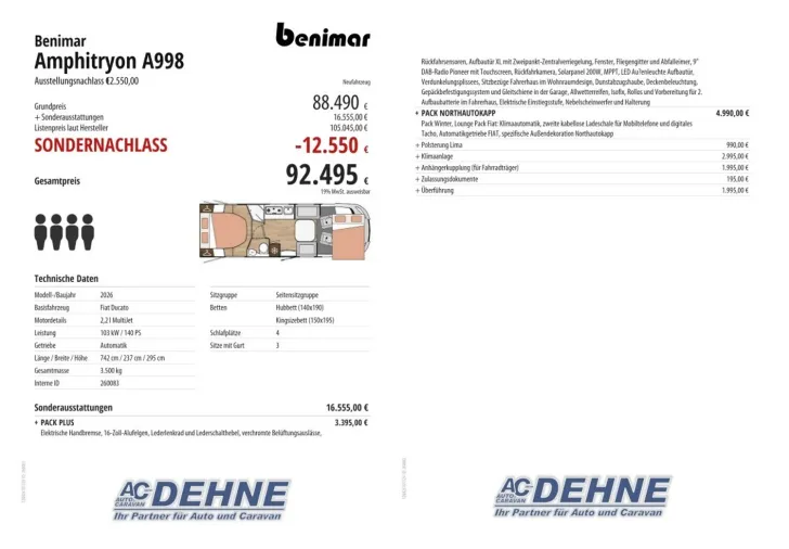 Fahrzeugbild Benimar Amphitryon A998 Ausstellungsnachlass 12.550,00 #3