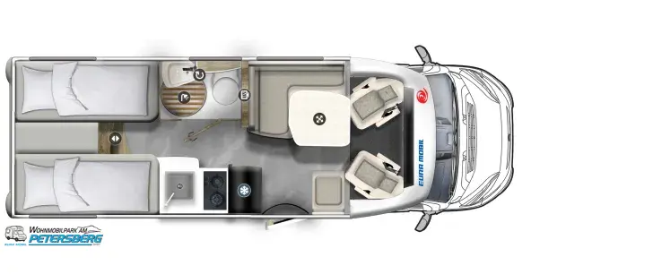 Grundriss Tag Eura Mobil Profila T 660 EB 180 PS * Sat/TV * Dachklima