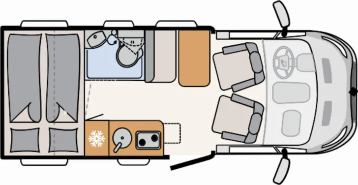 Grundriss Tag Dethleffs Globebus Go T 15 /Comfort-Paket/Fahrradträger