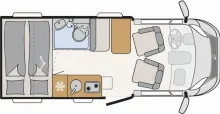 Grundriss Tag Dethleffs Globebus Camp Active T 1 /Dieselheizung/Markise