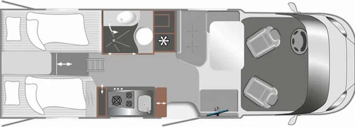 Grundriss Tag LMC Cruiser 740 EL /LEDERAUSSTATTUNG RÜHL