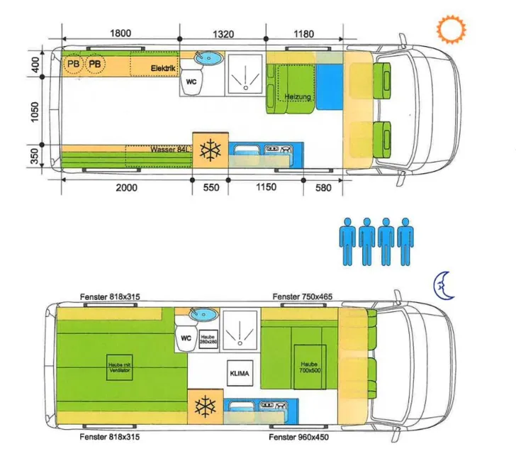 Grundriss Tag Mercedes-Benz Sprinter TRM VAN 2 (L3H2) Manufraktur/Autark