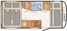 Grundriss Tag Dethleffs c-go 465 KR up! Hubbett/Etagenbett/Mover