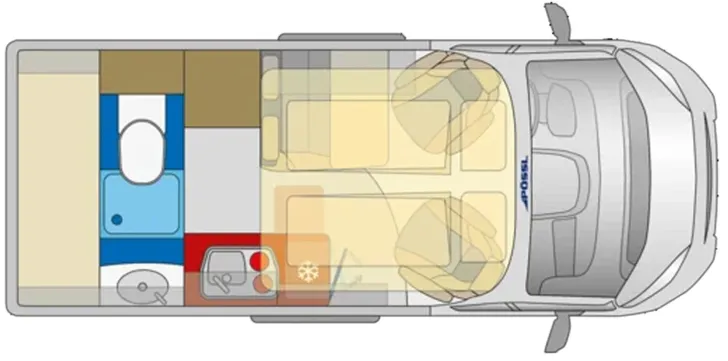 Grundriss Tag Pössl Vario 545 Fiat / Hochdach